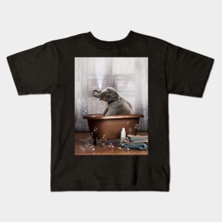 Elephant in a Bathtub Kids T-Shirt